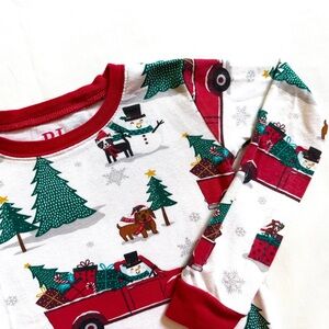 PJ Place Christmas Pajamas Trucks Red and Green Holiday Print Sz 4T